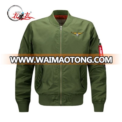 2018 Spring Autumn Winter Men Air Force Slim Fit Embroidered Patch Pilot Bomber Jacket